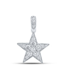 Load image into Gallery viewer, 10kt White Gold Womens Round Diamond Star Pendant 1/4 Cttw
