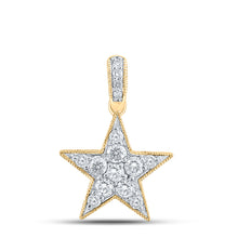 Load image into Gallery viewer, 10kt Yellow Gold Womens Round Diamond Star Pendant 1/4 Cttw
