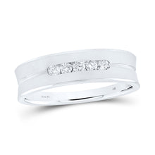 Load image into Gallery viewer, 14kt White Gold Mens Round Diamond Wedding Band Ring 1/4 Cttw
