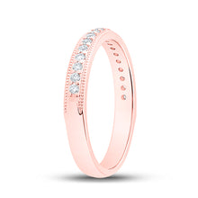 Load image into Gallery viewer, 14kt Rose Gold Womens Round Diamond Wedding Single Row Band 1/5 Cttw
