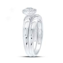 Load image into Gallery viewer, 10kt White Gold Round Diamond Halo Bridal Wedding Ring Band Set 1/6 Cttw
