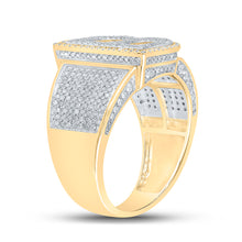 Load image into Gallery viewer, 10kt Two-tone Gold Mens Round Diamond Initial B Letter Ring 1-1/5 Cttw
