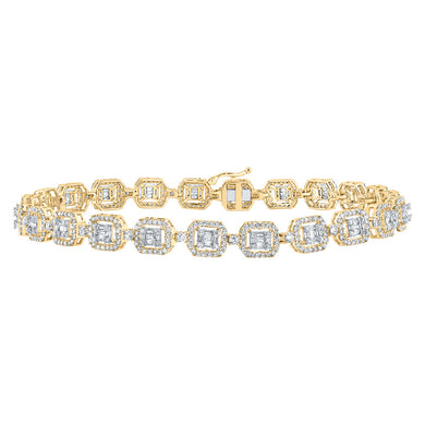 10kt Yellow Gold Mens Baguette Diamond Link Bracelet 4-1/5 Cttw