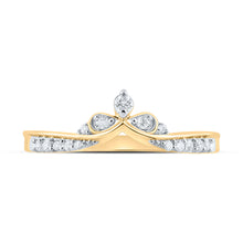 Load image into Gallery viewer, 10kt Yellow Gold Womens Round Diamond Chevron Band Ring 1/8 Cttw
