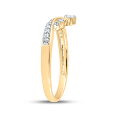 Load image into Gallery viewer, 10kt Yellow Gold Womens Round Diamond Chevron Band Ring 1/8 Cttw
