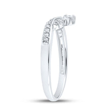 Load image into Gallery viewer, 10kt White Gold Womens Round Diamond Chevron Band Ring 1/8 Cttw
