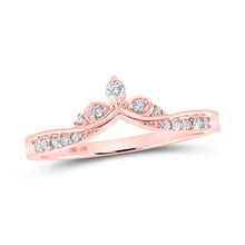 Load image into Gallery viewer, 10kt Rose Gold Womens Round Diamond Chevron Band Ring 1/8 Cttw
