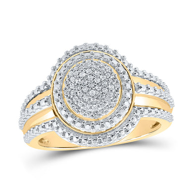 10kt Yellow Gold Womens Round Diamond Cluster Fashion Ring 1/8 Cttw