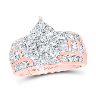 10kt Rose Gold Round Diamond Teardrop Bridal Wedding Engagement Ring 2 Cttw