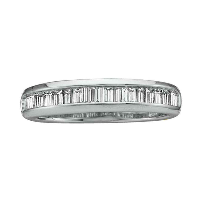 14kt White Gold Womens Baguette Diamond Wedding Band 1/2 Cttw