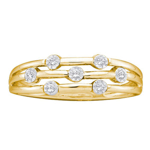 10kt Yellow Gold Womens Round Diamond Triple Strand Band Ring 1/20 Cttw