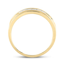 Load image into Gallery viewer, 14kt Yellow Gold Mens Princess Diamond Wedding Single Row Band Ring 1/2 Cttw

