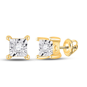 10kt Yellow Gold Womens Round Diamond Miracle Stud Earrings 1/20 Cttw