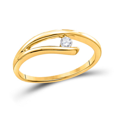 14kt Yellow Gold Womens Round Diamond Solitaire Promise Ring 1/10 Cttw