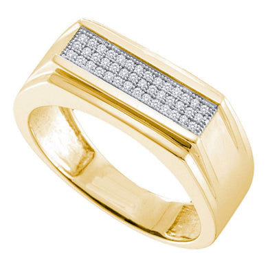 10kt Yellow Gold Mens Round Diamond Flat Top Band Ring 1/6 Cttw