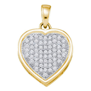 10kt Yellow Gold Womens Round Diamond Small Simple Heart Pendant 1/5 Cttw