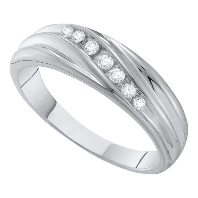 10kt White Gold Mens Round Diamond Wedding Band Ring 1/6 Cttw