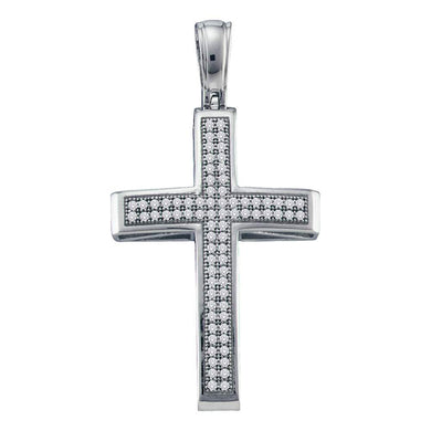 10kt White Gold Womens Round Diamond Cross Pendant 1/4 Cttw