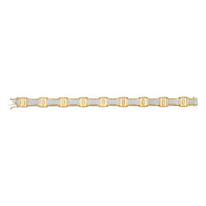 10kt Yellow Gold Mens Round Diamond Rectangle Link Bracelet 1-5/8 Cttw