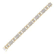 Load image into Gallery viewer, 10kt Yellow Gold Mens Round Diamond Rectangle Link Bracelet 2-1/2 Cttw
