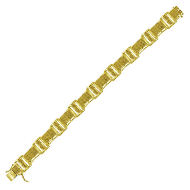 10kt Yellow Gold Mens Round Yellow Color Enhanced Diamond Link Bracelet 2-3/8 Cttw