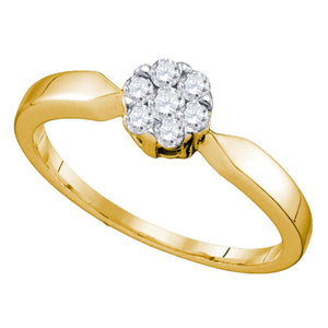10k Yellow Gold Flower Cluster Diamond Bridal Wedding Engagement Ring 1/4 Cttw