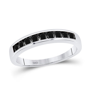 Sterling Silver Womens Round Black Color Enhanced Single Row Diamond Band Ring 1/2 Cttw