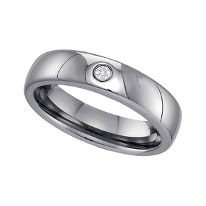 Tungsten Carbide Mens Round Diamond Band Ring .01 Cttw Size 8