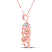 Load image into Gallery viewer, Rose-tone Sterling Silver Mens Round Diamond Jesus Face Charm Pendant 3/8 Cttw
