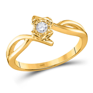 10kt Yellow Gold Womens Round Diamond Solitaire Promise Ring 1/8 Cttw
