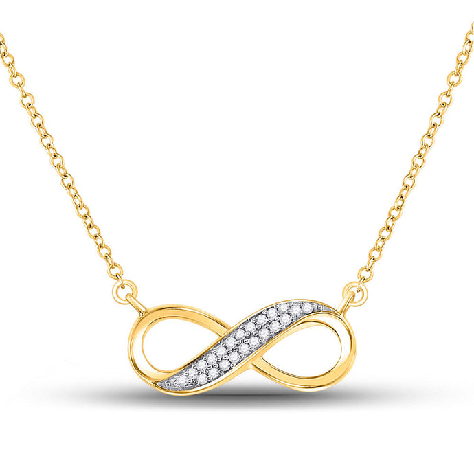 10kt Yellow Gold Womens Round Diamond Infinity Pendant Necklace 1/6 Cttw