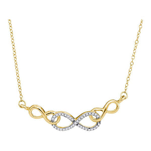 10kt Yellow Gold Womens Round Diamond Infinity Pendant Necklace 1/5 Cttw
