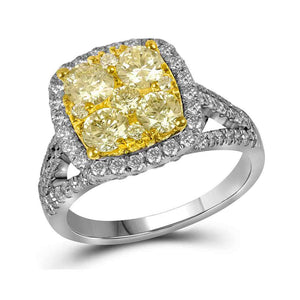 14kt White Gold Round Yellow Diamond Bridal Wedding Engagement Ring 2 Cttw