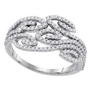 10kt White Gold Womens Round Diamond Curled Strand Band Ring 1/2 Cttw