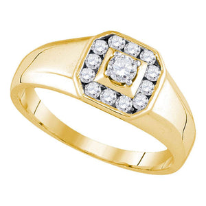 14kt Yellow Gold Mens Round Diamond Cluster Ring 1/2 Cttw