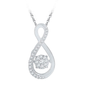 10kt White Gold Womens Moving Round Diamond Cluster Pendant 1/6 Cttw