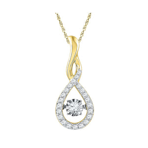 10kt Yellow Gold Womens Round Diamond Solitaire Moving Twinkle Teardrop Pendant 1/4 Cttw