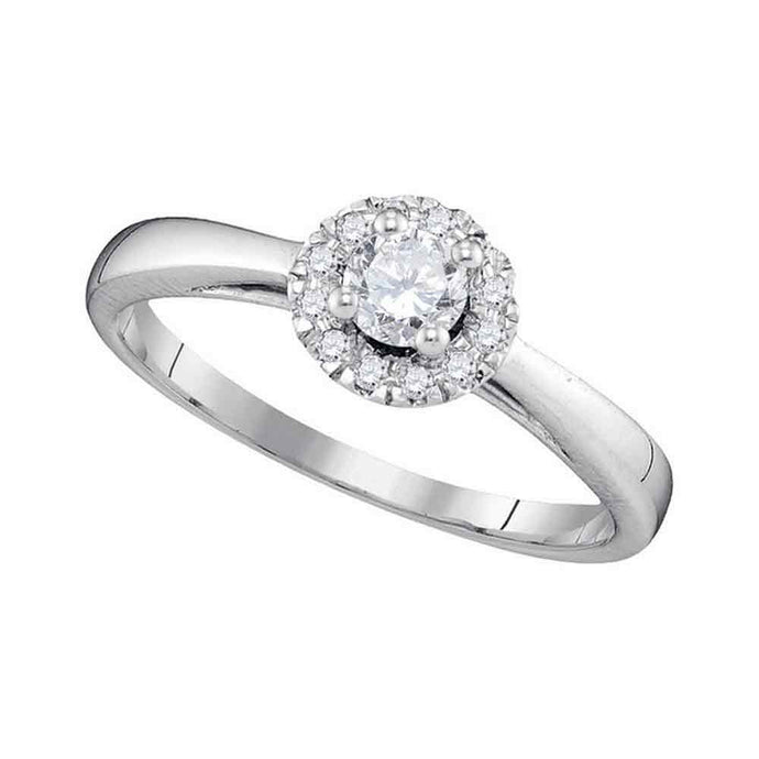 10kt White Gold Round Diamond Solitaire Halo Bridal Wedding Engagement Ring 1/3 Cttw