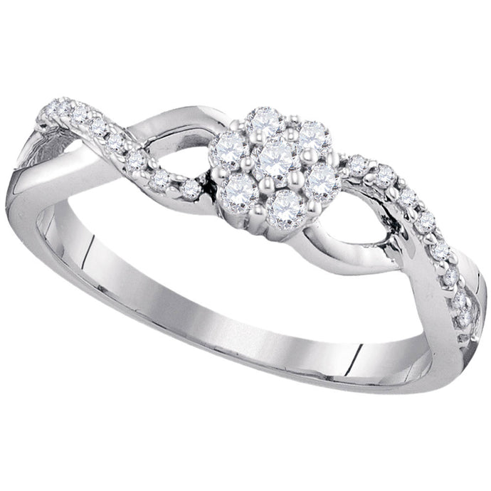 10kt White Gold Womens Round Diamond Cluster Ring 1/4 Cttw