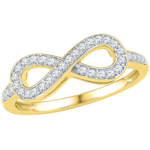 10kt Yellow Gold Womens Round Diamond Infinity Ring 1/5 Cttw