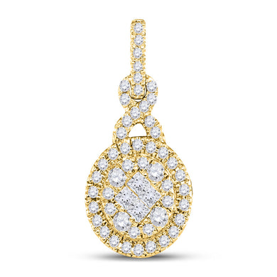 14kt Yellow Gold Womens Princess Diamond Fashion Cluster Pendant 1/2 Cttw